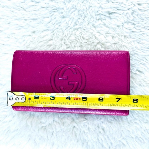 Gucci GG Logo Hot Pink Grain Leather Flap Long Wallet - Picture 8 of 16